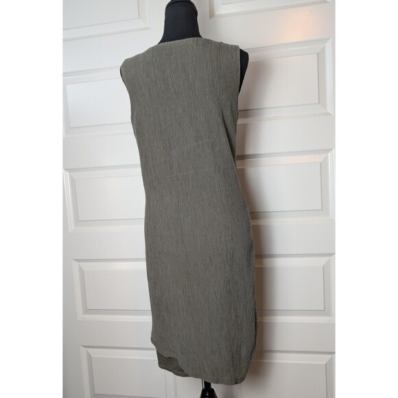 J Jill Pure Jill Size S Dress Sleeveless Asymmetric Textured Tencel Olive Green - Picture 4 of 12